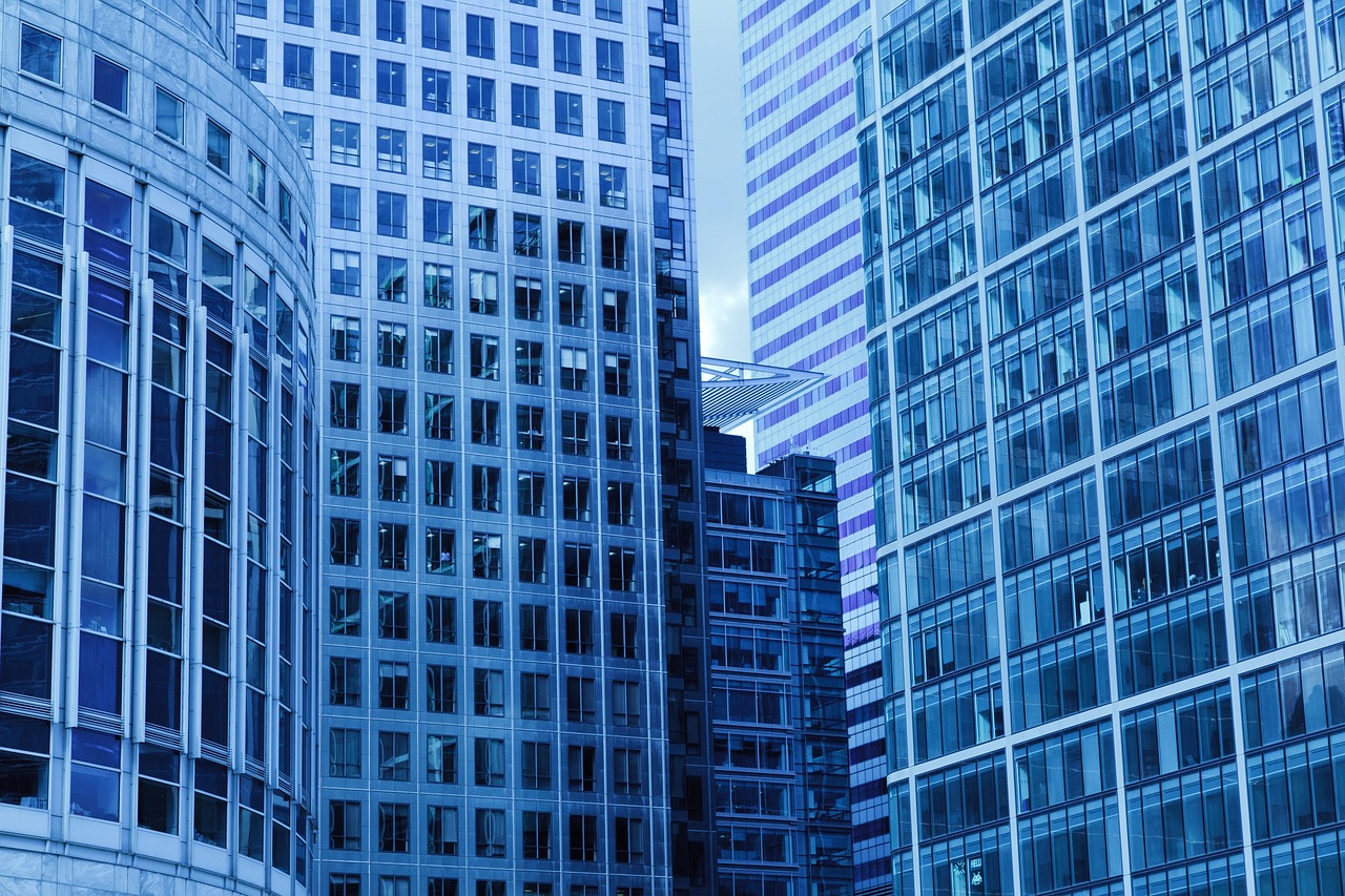 Commercial glass office towers