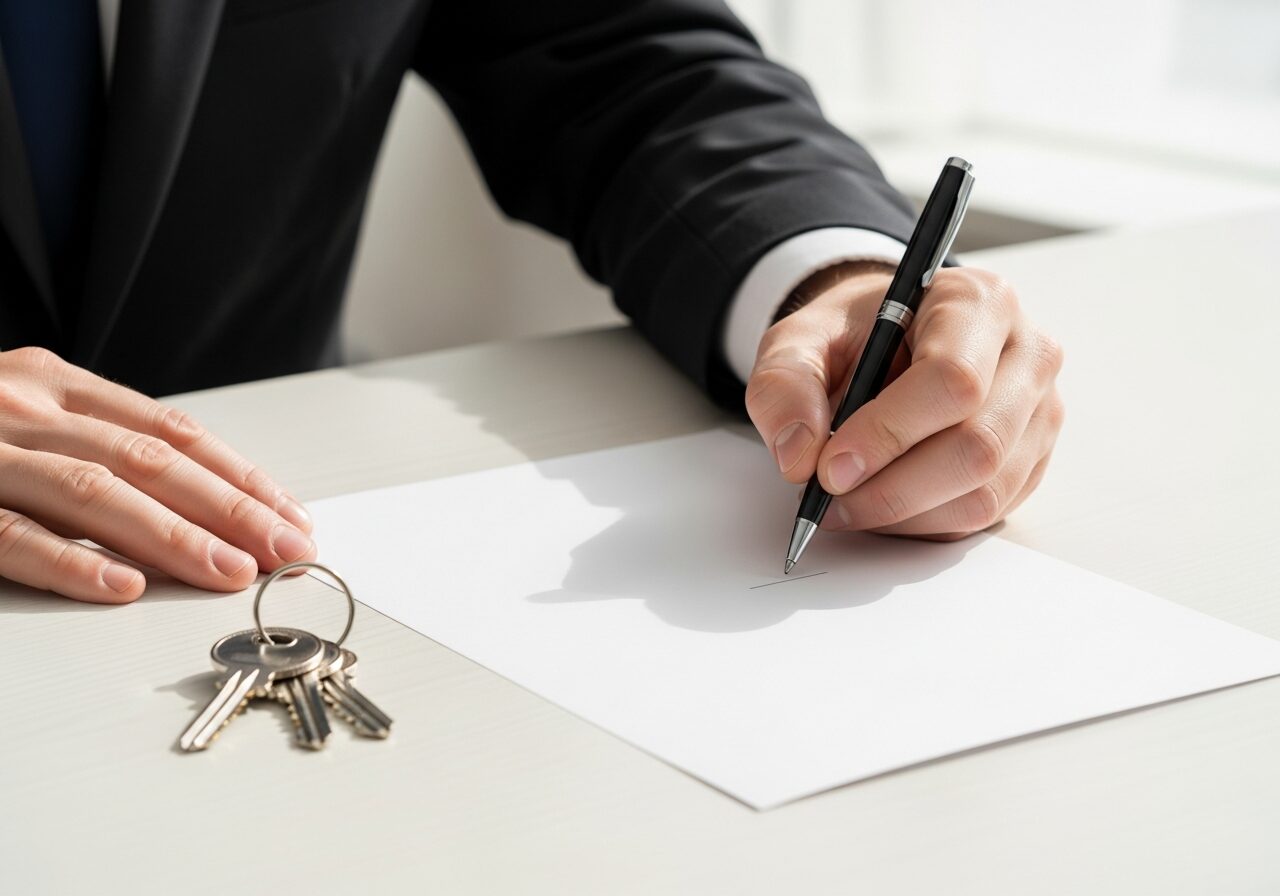 Manager reviewing insurance certificates and compliance documents